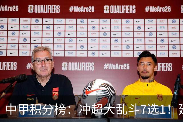 中甲积分榜：冲超大乱斗7选1！延边打进冲超区，广西遭绝平无缘